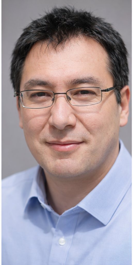 John Kim Austin, head-and-shoulders portrait in a light blue button-down shirt against a soft gray background